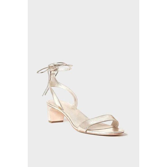 NIB Loeffler Randall Jackie Champagne Heel Dress Shoe Ankle Wrap Sandal Size 5